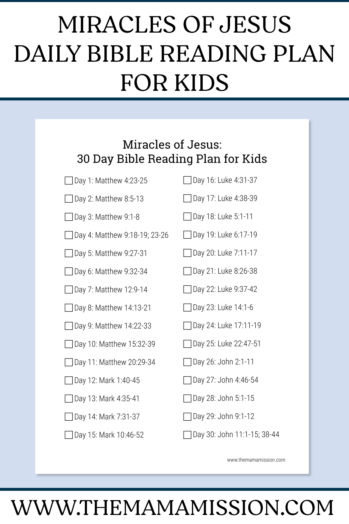 Children s Bible Reading Plan Printable